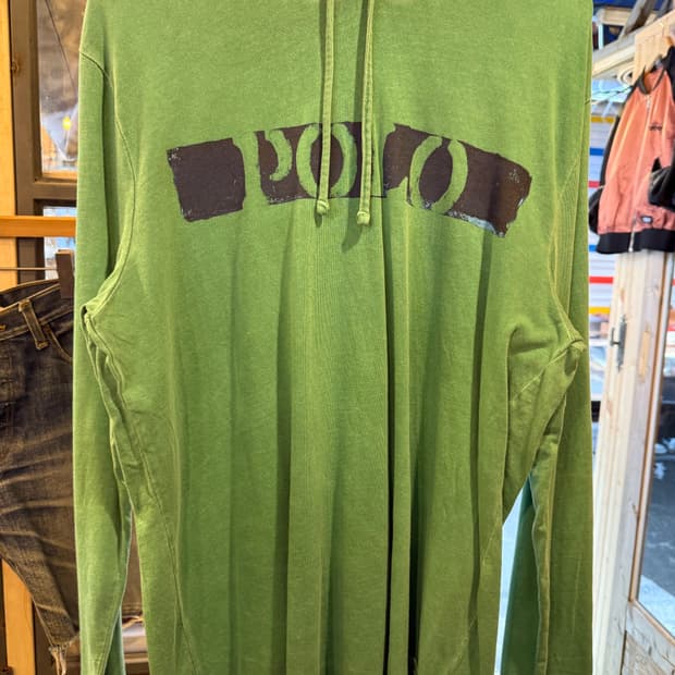 폴로 랄프로렌 센터로고 그린 후드티