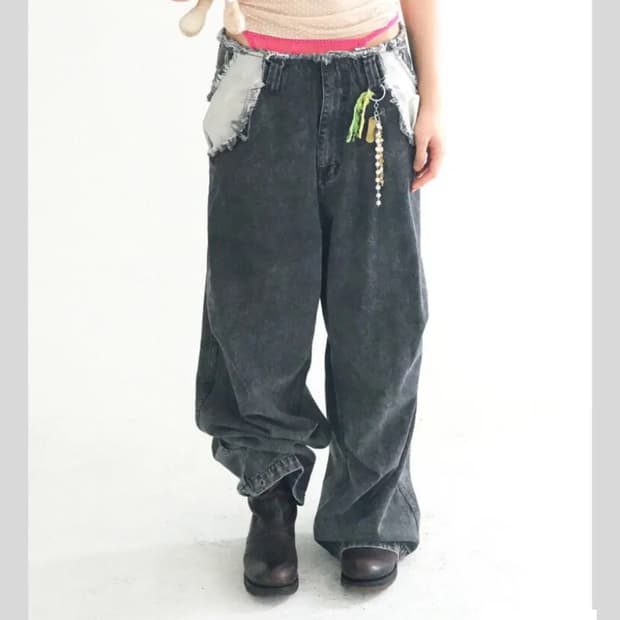 샵페어리 cut-off denim maxi pants 데님 맥시 팬츠