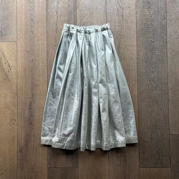 Silver wrinkle pleats skirt