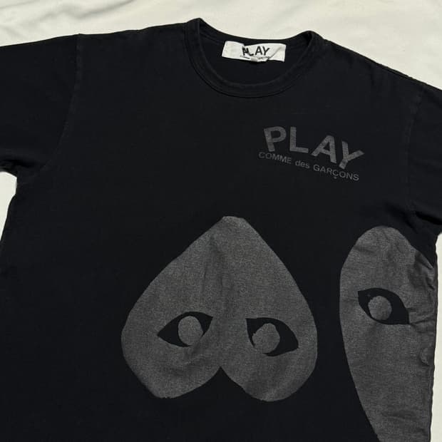 XL 꼼데가르송 빅로고 블랙 반팔티