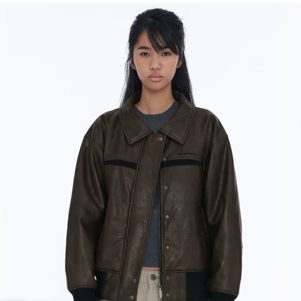 웰빙익스프레스 가죽 자켓 브라운 S