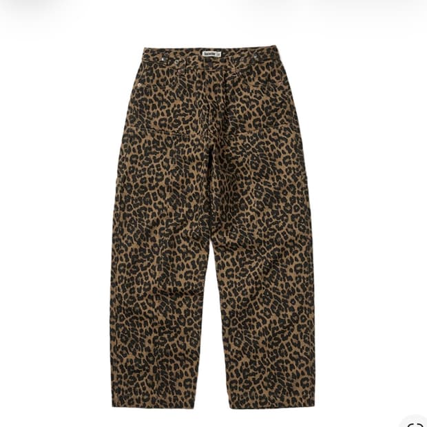 카락터 레오파드 코튼 트윌 팬츠 베이지