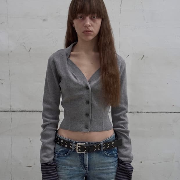 Lcdc tm - DRAPED NECK KNIT CARDIGAN 