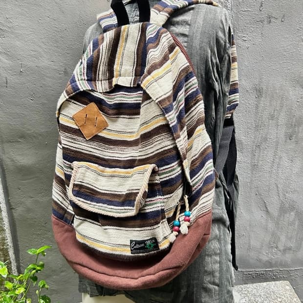 빈티지 모리걸 스트라이프 백팩