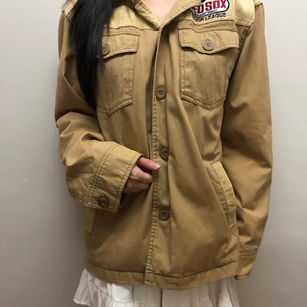 빈티지 mlb 베이지 후드 자켓