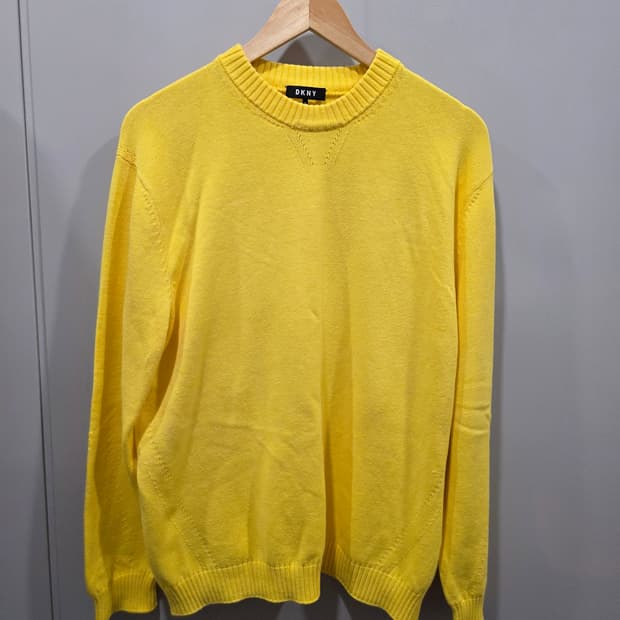 DKNY 남성 옐로우 코튼 니트 스웨터