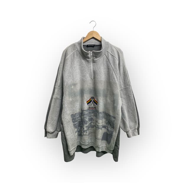 발렌시아가 레인보우 플래그 오버핏 아노락 기모 스웻셔츠L