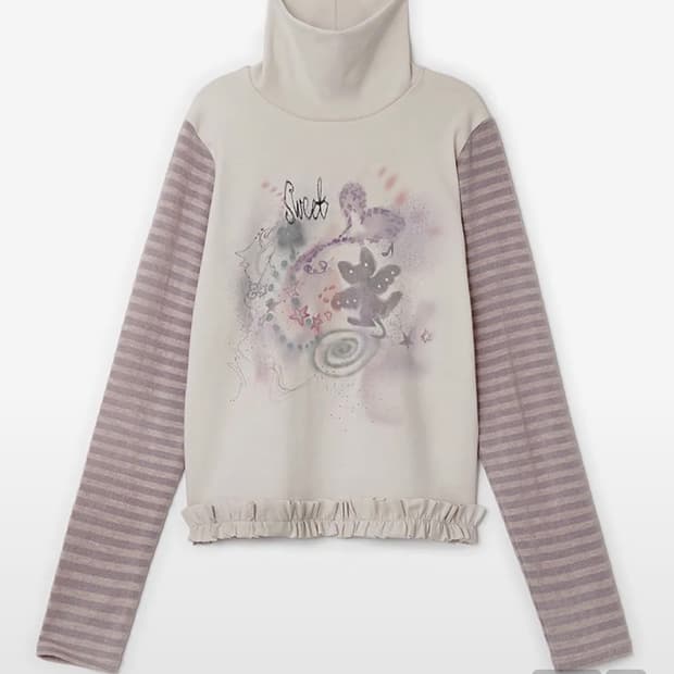 허그유어스킨 드로잉 프릴 폴라 탑