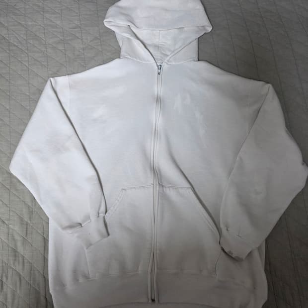 [XL] 90s 빈티지 러셀 애슬레틱 화이트 후드집업 USA 페인트