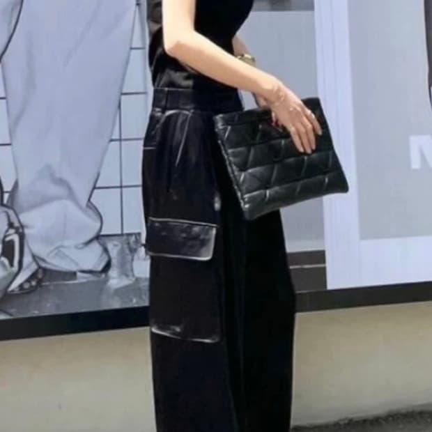 넘버프로젝트 비스코스 사틴 블랙 카고 팬츠 (55)