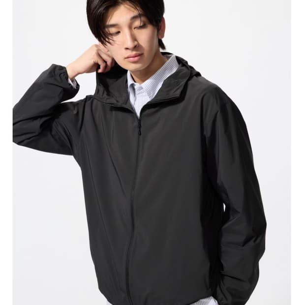 새상품 유니클로 포켓터블 UV 바람막이 블랙
