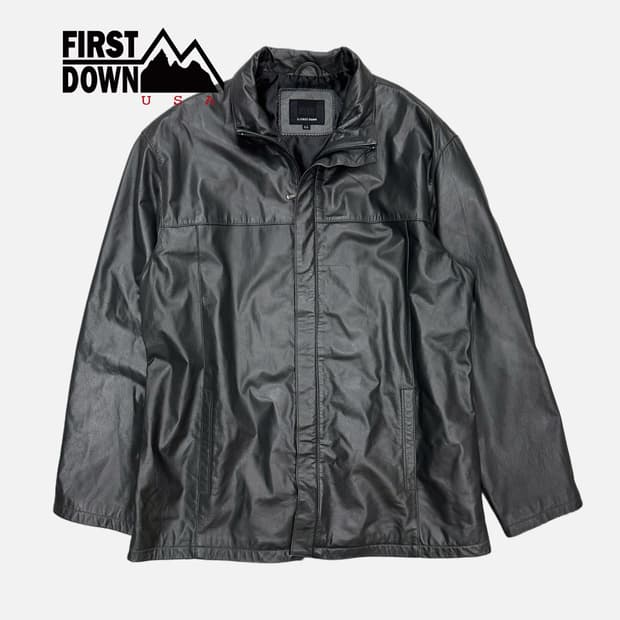 BXBK grey leather zip-up jacket