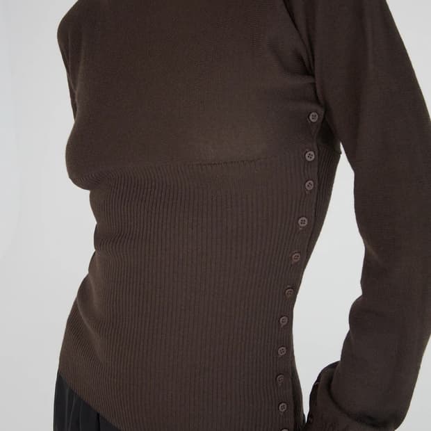 [S,M]팔로마울 Fa 버튼 니트/브라운