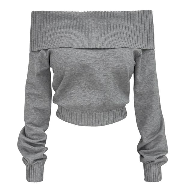 Palejade Off-shoulder knit T (Charcoal)
