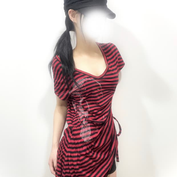 Hysterical Glamour stripe shirring top 