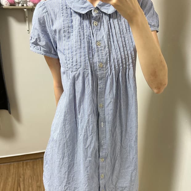 빈티지 스트라이프 블라우스 원피스 히메갸루 로걀 모리걸 아오이유우 하구미