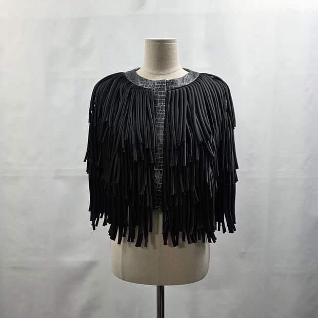 0774 [HOW AND WHAT]블랙 프린지 자켓 / 블랙 / XS