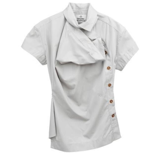 [36] 비비안웨스트우드 로고 비대칭 반팔 셔츠