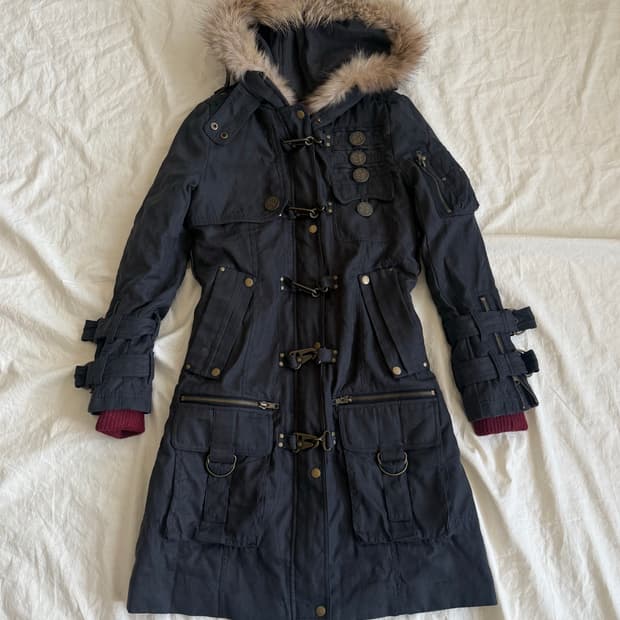 Y2k 네이비 야상 코트