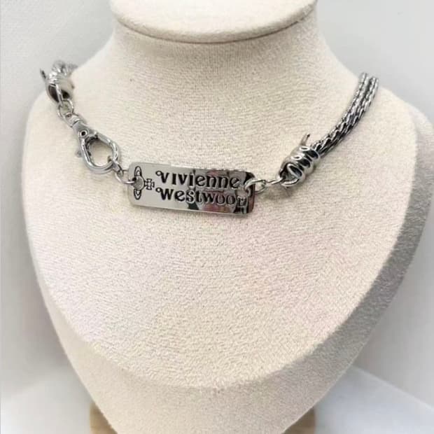 비비안웨스트우드 레터링 orb 각인 체인 초커 목걸이