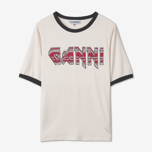 가니 로고 링거 반팔 티셔츠 아이보리 XS 