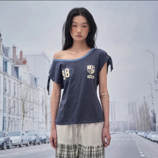 솜속 RICO EMBLEM TIED TOP_NAVY