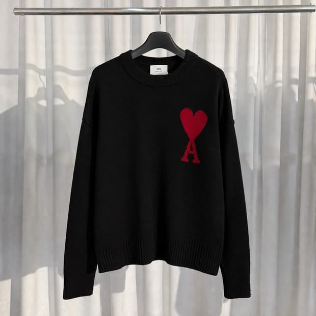 A+ / XL (105-110) 아미 빅 하트 로고 인타르시아 니트 신형