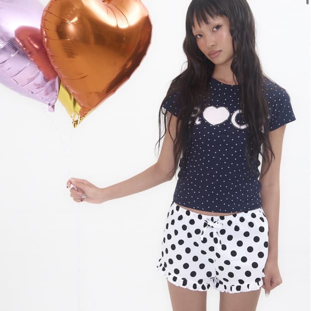 익스파이어드걸 Polka Dot Frill Shorts White