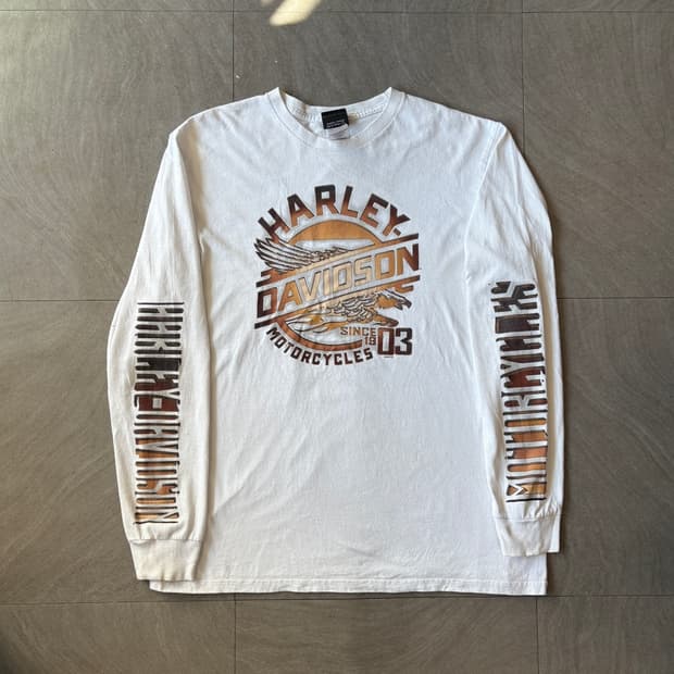 할리데이비슨 정품 화이트 긴팔 티셔츠