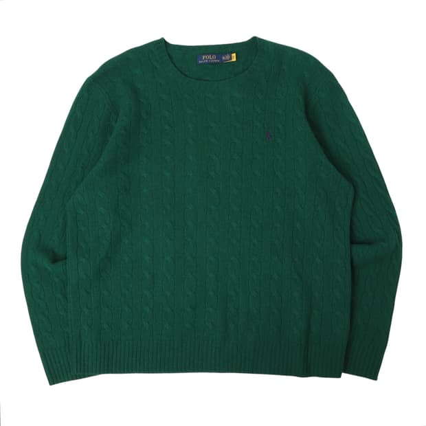 폴로 랄프로렌 QR 그린 울 캐시미어 니트
