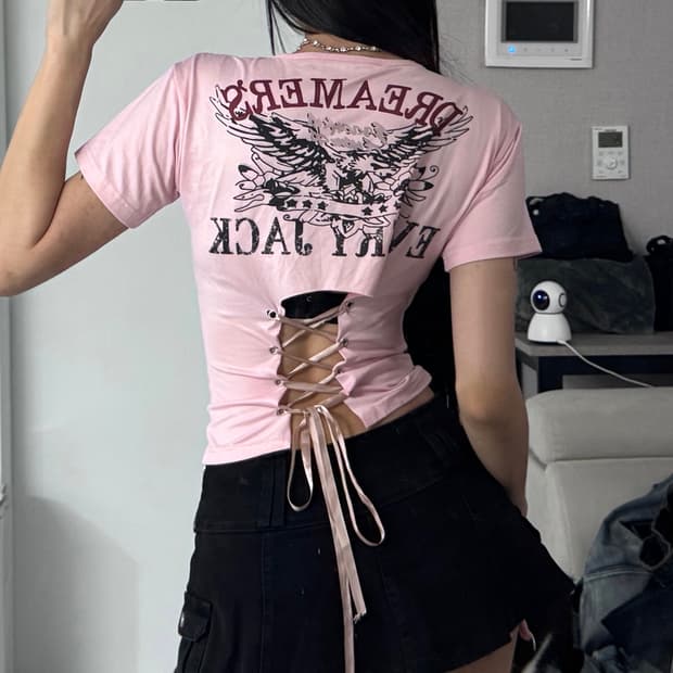 ༒ Back eyelet T-shirt