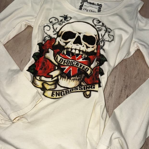 디그딥 펑크 y2k 갸루 해골 긴팔 티셔츠