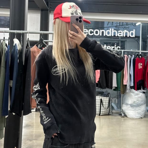 벤슨 모터사이클 백프린팅 와플 긴팔 슬리브 티셔츠