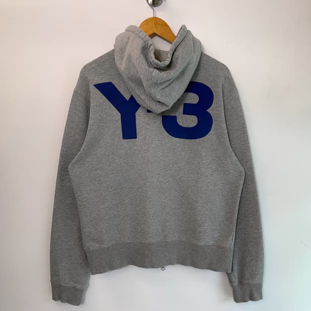 Y-3 요지 야마모토 오버핏 투웨이 빅로고 스웻 후드집업