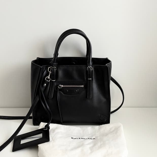 BALENCIAGA 발렌시아가 파피에르 A4 토트&숄더백 미니 - bla