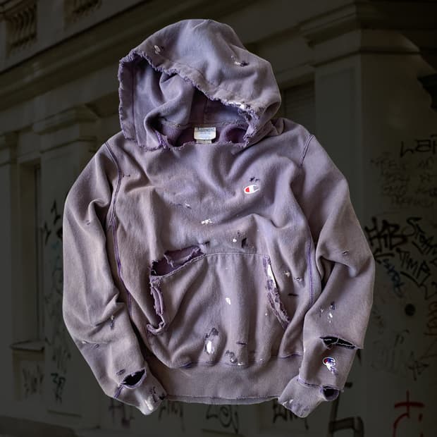 챔피온 리버스위브 디스트로이드 페인팅 후드티