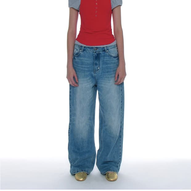 파르티멘토 우먼 로우라이즈 와이드 데님 팬츠