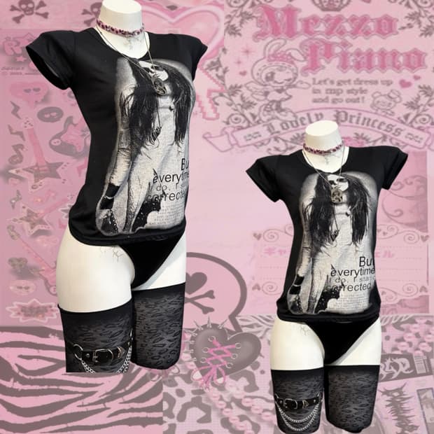 00's girl Printing twinkle See-through