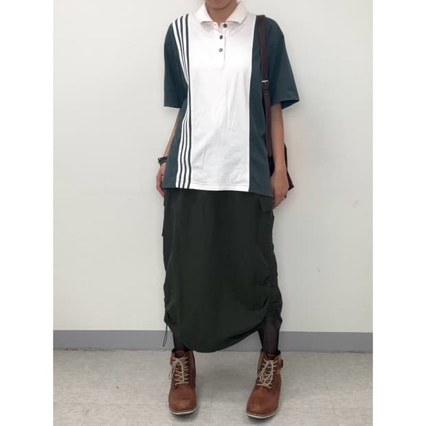 빈티지 카키 카고 스커트