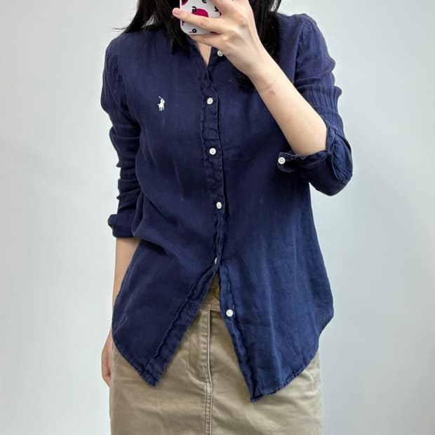 폴로 랄프로렌 QR 신형 네이비 린넨 셔츠