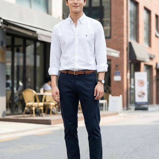 타미힐피거 80's Two Ply 코튼 화이트 셔츠