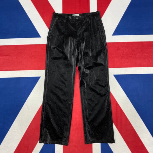 메종미네드 크리스 레더 와이드팬츠46 