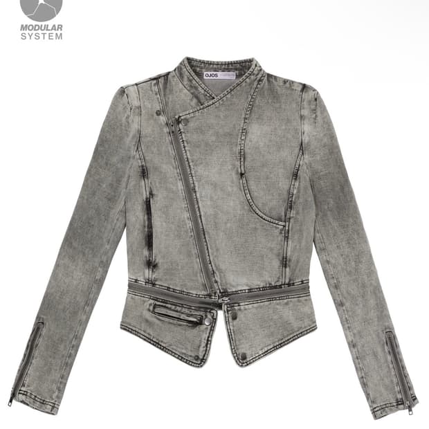 오호스 Span Denim Rider Jacket [Grey]