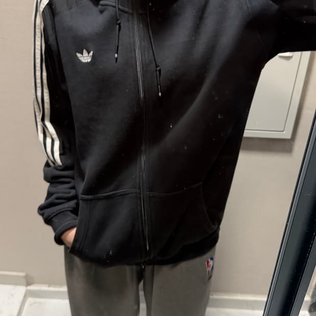 아디다스 블랙 후드집업 2xl