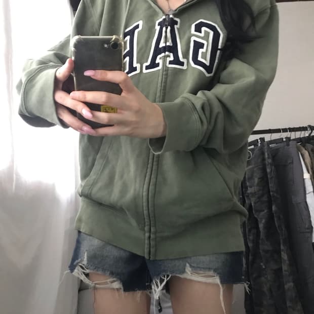 갭 카키 후드집업