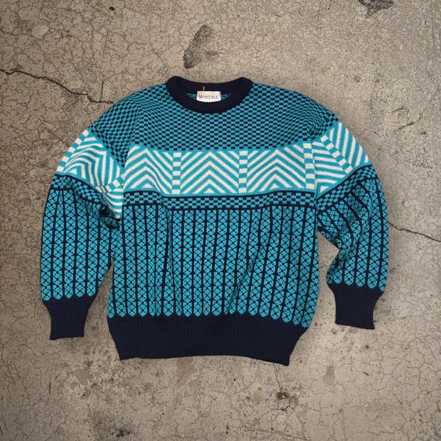 80s 기하학적 패턴 스웨터 (Made in U.S.A.)(Unisex)