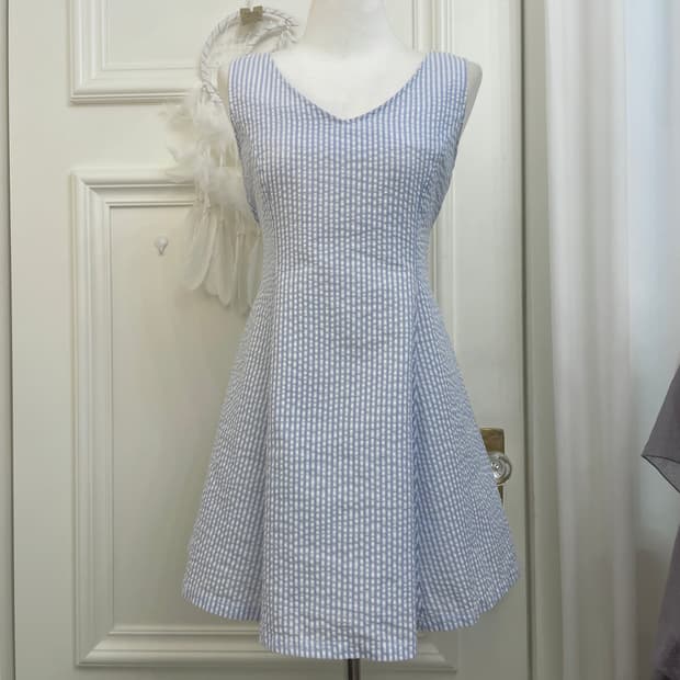 sky blue stripe lovely bow point flare o