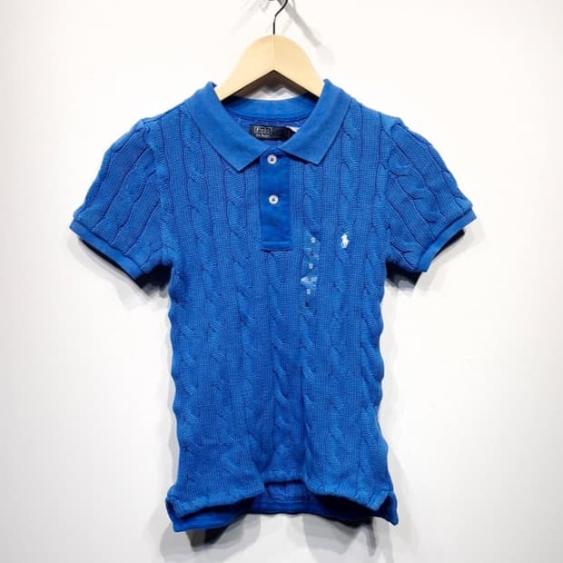 [새상품]폴로랄프로렌 케이블 니트 반팔카라티 블루