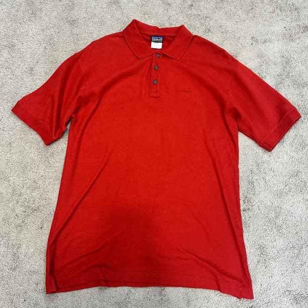 파타고니아 버건디 로고 오가닉 코튼 PK 반팔L