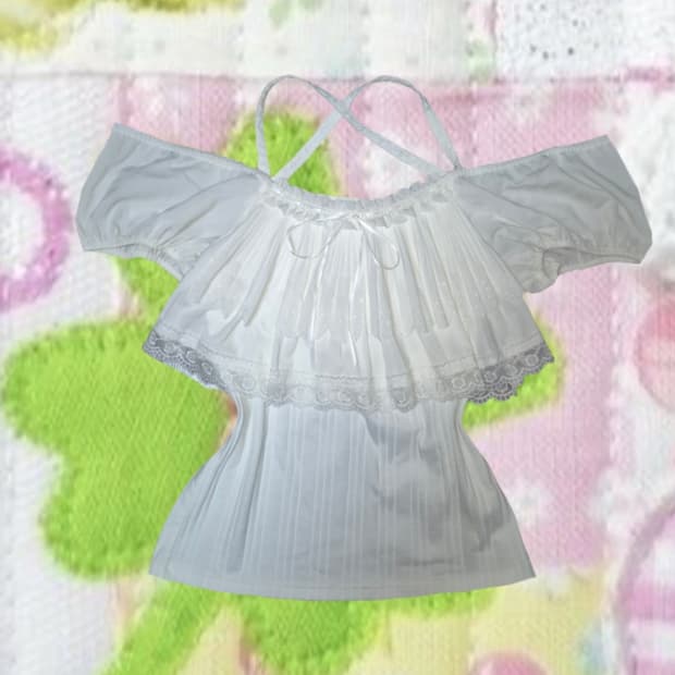 빈티지 모리걸 달빛천사 천사핏 오프숄더 블라우스 레이스 로걀탑